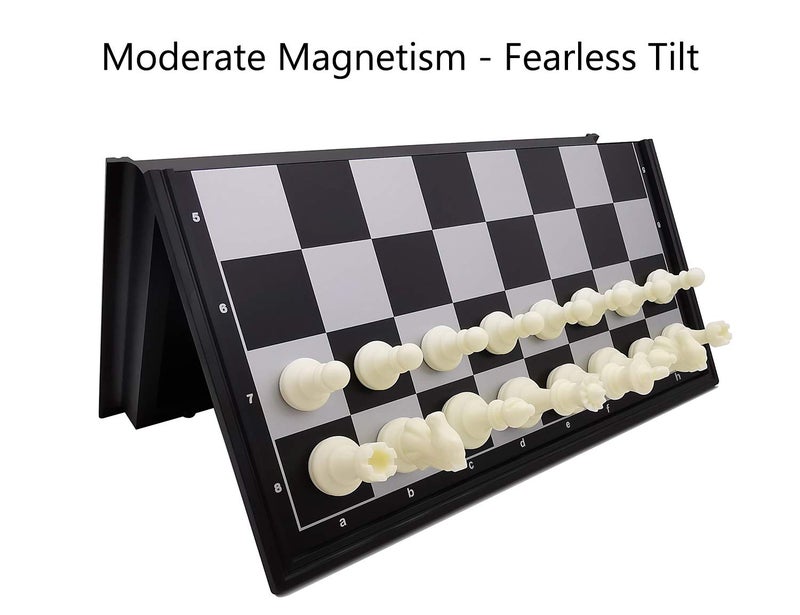 Fuhengli 9.8" Magnetic Travel Chess Set for Adults and Kids, with Outdoor Portable Folding Chess Board, Black & White Color - Image 3